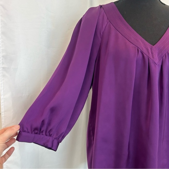 BANANA Republic purple balloon sleeve V-neck blouse Sz L🇨🇦 - Picture 3 of 11